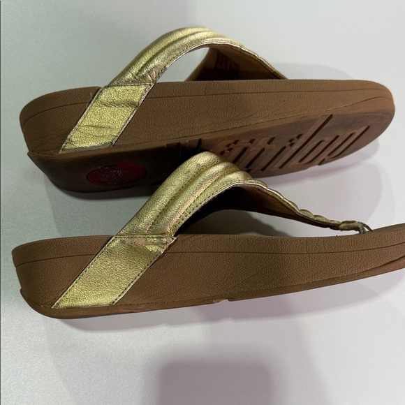 FitFlop Women's Metallic Gold and Brown Sandals - Picture 7 of 10